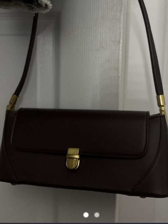 Amazon Handbags - Classic Structured Brown Leather Shoulder Bag with Gold Hardware NEVER USED